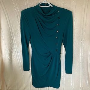 Marciano by GUESS Long Sleeve Bodycon Short Dark Turquoise Evening Dress